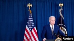 조 바이든 미국 대통령이 지난 3일 델라웨어주 르호보스비치에서 5월 고용보고서 관련 담화를 발표하고 있다.