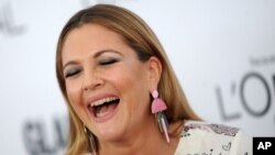 FILE - Drew Barrymore at The 2017 Glamour Women Of The Year Awards in Brooklyn, New York City.