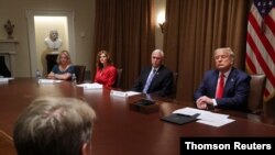 U.S. President Trump holds executive order signing event in the Cabinet Room of the White House in Washington