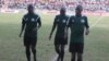 Thomas Kusosa, left, Munyaradzi Majoni, centre, and Edgar Rumeck, right, warm up before the ill-fated clash between Highlanders and Dynamos at BF.