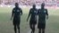 Thomas Kusosa, left, Munyaradzi Majoni, centre, and Edgar Rumeck, right, warm up before the ill-fated clash between Highlanders and Dynamos at BF.