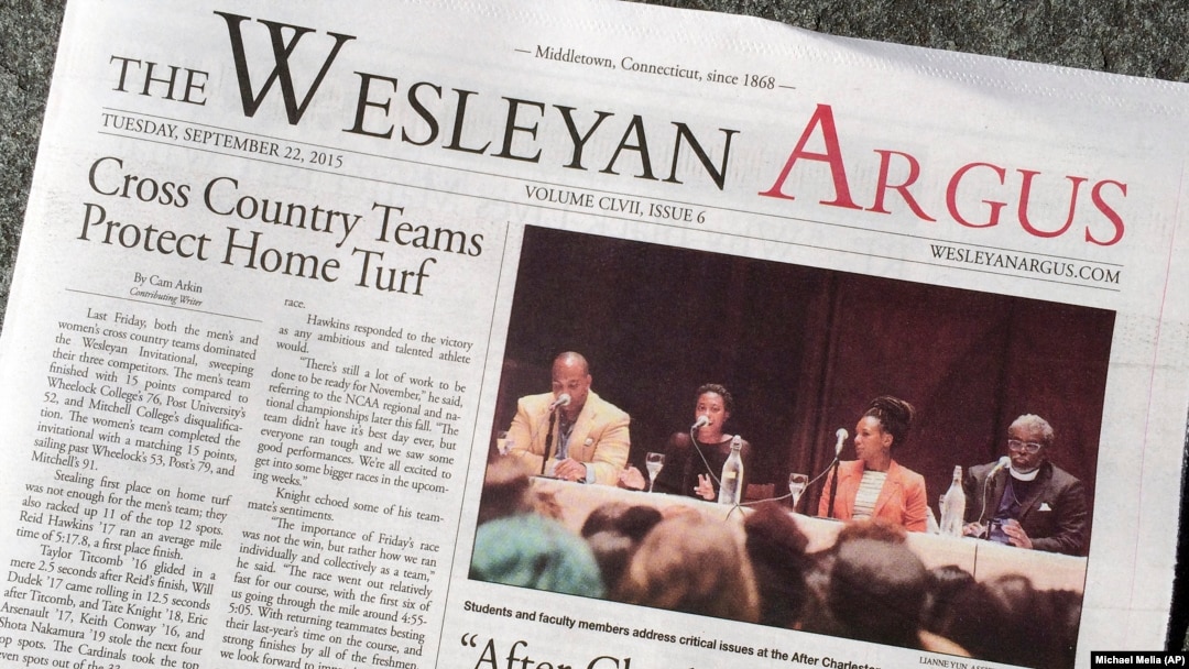 The student government of Wesleyan University considered removing the funding for its newspaper after some objected to an opinion piece it published on the Black Lives Matter movement in 2015.