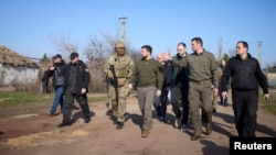 Ukraine's President Zelenskiy visits Kherson region