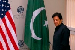 Pakistani Prime Minister Imran Khan arrives to speak at the United States Institute of Peace in Washington on July 23, 2019.