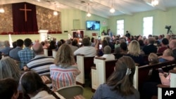 Former President Jimmy Carter speaks at Maranatha Baptist Church, May 5, 2019, in Plains, Georgia. 