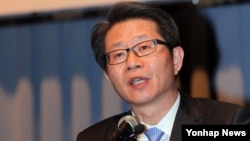 류길재 통일부 장관이 20일 대한상공회의소에서 열린 북한인권 국제세미나에서 인사말을 하고 있다.