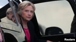 FILE - U.S. Democratic presidential nominee Hillary Clinton arrives at the airport following a campaign Voter Registration Rally at the University of South Florida in Tampa, Florida, United States, September 6, 2016. 