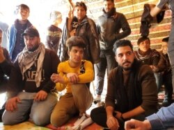 Young men in Karbala, Iraq, say they will stay in their protest camp, despite increasing danger, Jan. 25, 2020. (Heather Murdock/VOA)
