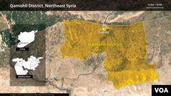 Map of Qamishli district, northeast Syria 