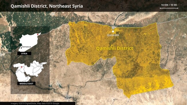 Map of Qamishli District, Northeast Syria