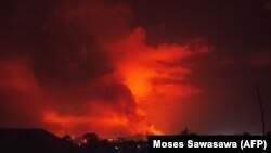 Eruption du volcan Nyiragongo, près de la ville de Goma, le 22 mai 2021.