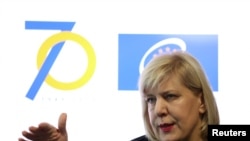 Dunja Mijatovic, Council of Europe human rights commissioner, is pictured in Sarajevo, Bosnia and Herzegovina, Dec, 6, 2019. She has expressed concern that steps by officials in Slovenia “risk undermining the ability of critical voices to speak freely."