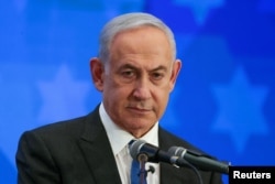 FILE—Israeli Prime Minister Benjamin Netanyahu addresses the Conference of Presidents of Major American Jewish Organizations,in Jerusalem, February 18, 2024