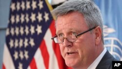 FILE - U.S. Olympic Committee CEO Scott Blackmun speaks about the Team USA WinterFest for the upcoming 2018 Pyeongchang Winter Olympic Games, in Seoul, South Korea, Aug. 1, 2017.