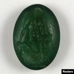 An oval plasma intaglio is seen in this undated handout image obtained by Reuters on September 26, 2023. (A. Masson-Berghoff/British Museum/Handout via REUTERS)