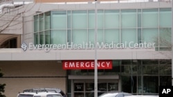 EvergreenHealth Medical Center is seen Feb. 29, 2020, where a person died of COVID-19, in Kirkland, Wash. 
