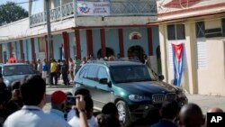 A vehicle carrying Cuba's President Miguel Diaz-Canel arrives in Caimanera, Cuba, Nov. 14, 2019. 