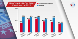 Se proyecta que 32 millones de latinos serán elegibles para votar en las elecciones de noviembre en EE.UU. La gráfica muestra algunos de los temas de interés de esa comunidad. [Fuente: Pew Research Center]