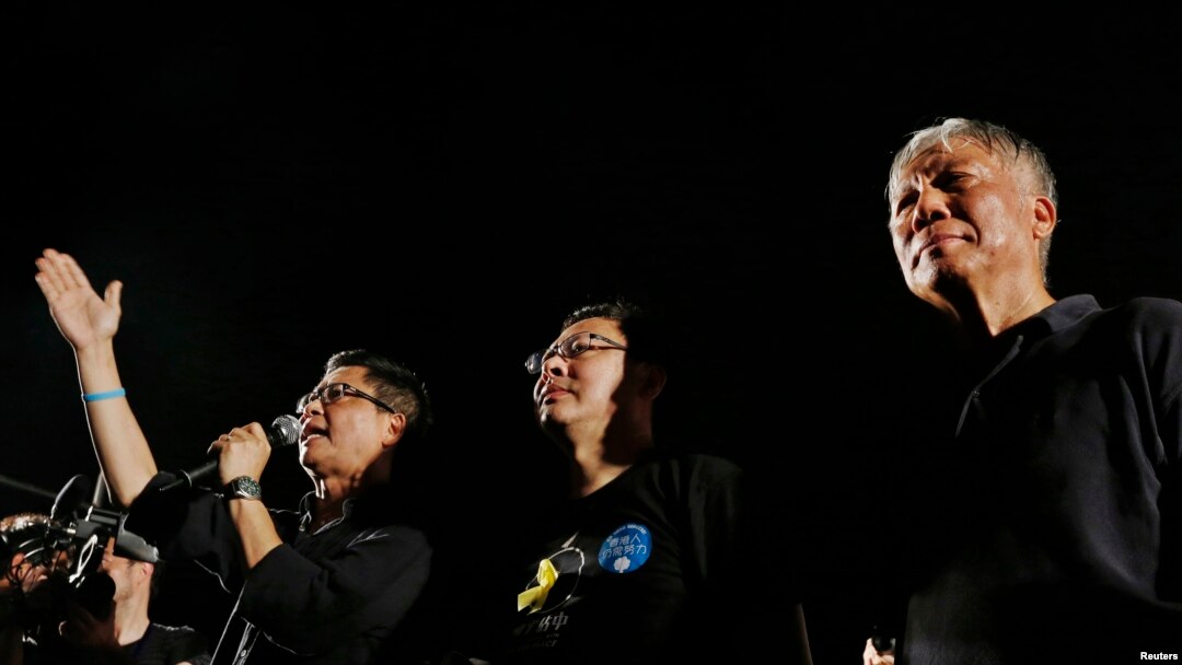 Tiga pendiri gerakan Occupy Hong Kong, dari kiri: Chan Kin-man, Benny Tai dan Chu Yiu-ming (foto: dok).