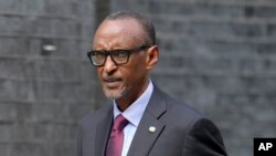 FILE - President of Rwanda Paul Kagame walks along Downing Street to a meeting with Britain's Prime Minister Rishi Sunak, in London, May 4, 2023. Rwanda announced Thursday, Nov. 2, 2023 visa-free entry for all Africans.