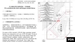 2025년 2월 20일 타이완 인근에 중국 군 항공기와 함정이 출현했다며 타이완 국방부가 소셜미디어 X에 게시한 보도자료. (사진출처: X@MoNDefense)