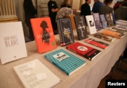 Books by South Korean writer Han Kang are displayed in the Swedish Academy after she was named the 2024 laureate of the Nobel Prize in Literature in Stockholm, Sweden, October 10, 2024. (REUTERS/Tom Little)