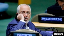 Menteri Luar Negeri Iran Mohammad Javad Zarif saat menghadiri Sidang ke-72 Majelis Umum Perserikatan Bangsa-Bangsa di Markas Besar PBB di New York, Sept. 20, 2017.