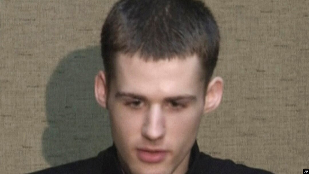 In image taken from video, U.S. citizen Matthew Todd Miller speaks at an undisclosed location in North Korea, Aug. 1, 2014.