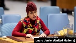 Aya Chebbi, African Union Special Envoy on Youth, addresses the UN Security Council meeting on mobilizing the youth towards silencing the guns by 2020.