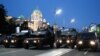 Serbia, Belgrade,Police vehicles are pictured during an anti-government rally, amid the spread of the coronavirus disease