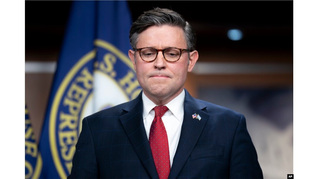 FILE - Speaker of the House Mike Johnson, R-La., meets with reporters at the Capitol in Washington, Nov. 14, 2023.