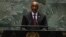 Gen. Abdel-Fattah al-Burhan, president of the Transitional Sovereign Council of Sudan, addresses the 79th session of the United Nations General Assembly, Sept. 26, 2024, at UN headquarters.