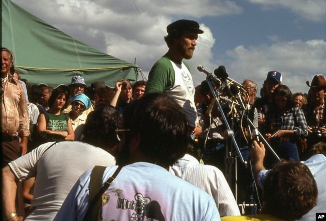 In this 1979 photograph, Jim Williams speaks during a protest against the damming of the Little Tennessee River, home or the Snail Darter, in Tenn. (Courtesy of C. Kenneth Dodd Jr. via AP)