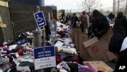 Salah satu TPS di Staten Island, New York yang juga jadi tempat pengumpulan sumbangan bagi para pengungsi korban badai Sandy (6/11).