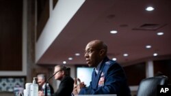 Charles Brown Jr., nominated for reappointment to the grade of General and to Chief of Staff of the U.S. Air Force, testifies during a Senate Armed Services nominations hearing, May 7, 2020, on Capitol Hill in Washington.