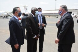 US Secretary of State Mike Pompeo arrives in Khartoum, Sudan, Aug. 25, 2020.