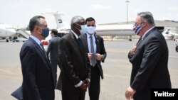 US Secretary of State Mike Pompeo arrives in Khartoum, Sudan, Aug. 25, 2020. (Photo: Twitter) 