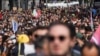 People take part in a protest after the appointment two days ago of a right-wing prime minister following July elections, in Nantes, France, on Sept. 7, 2024.