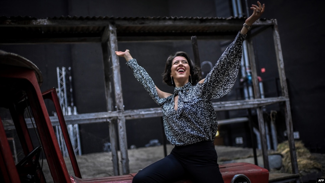 US soprano singer Lisette Oropesa poses during a photo session on Oct. 17, 2018 at the Opera Bastille in Paris. 
