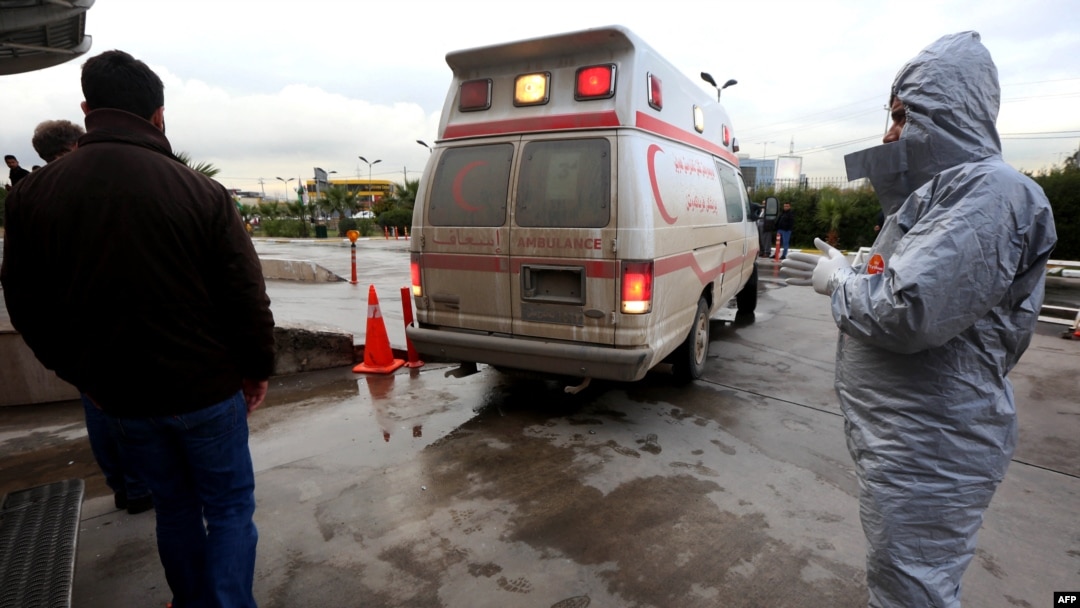 Ambulances at a hospital in Erbil