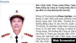 Thông báo về cái chết của ông Ngọ trên trang web của Bộ Công an Việt Nam hôm 19/2.