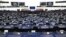 Members of European Parliament (MEP) take part in a debate during a plenary session at the European Parliament in Strasbourg, eastern France on Oct. 20, 2021, on preparations for the European Council meeting of Oct, 21-22, 2021. 