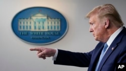 President Donald Trump speaks during a press briefing with the coronavirus task force, in the Brady press briefing room at the White House, March 16, 2020.