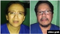 Miguel Mora y Lucia Pineda, periodistas de 199% Noticias, medio nicaraguense confiscado por el gobierno de Daniel Ortega.