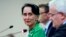 Bà Aung San Suu Kyi trong cuo5c họp báo tại Naypyitaw, Myanmar, ngày 21/11/2017.