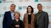 Desde la izquierda, los actores Jim carter, Imelda Staunton, Michelle Dockery y el director Michael Engler posan en el Festival de Cine de Roma, el sábado 19 de octubre de 2019.