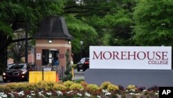 FILE - People enter the campus of Morehouse College, a historically black school, in Atlanta, Georgia, April 12, 2019.