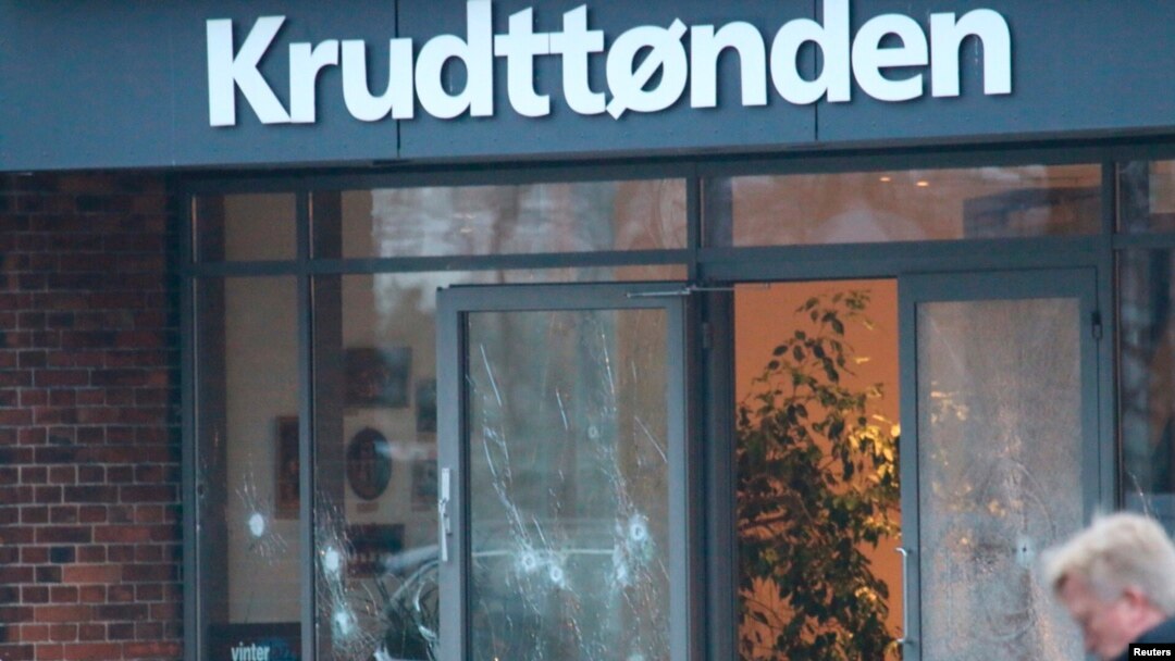 Cafe tempat berlangsungnya pertemuan tenting kebebasan berpendapat yang ditembak di Copenhagen, 14 Februari 2015. 