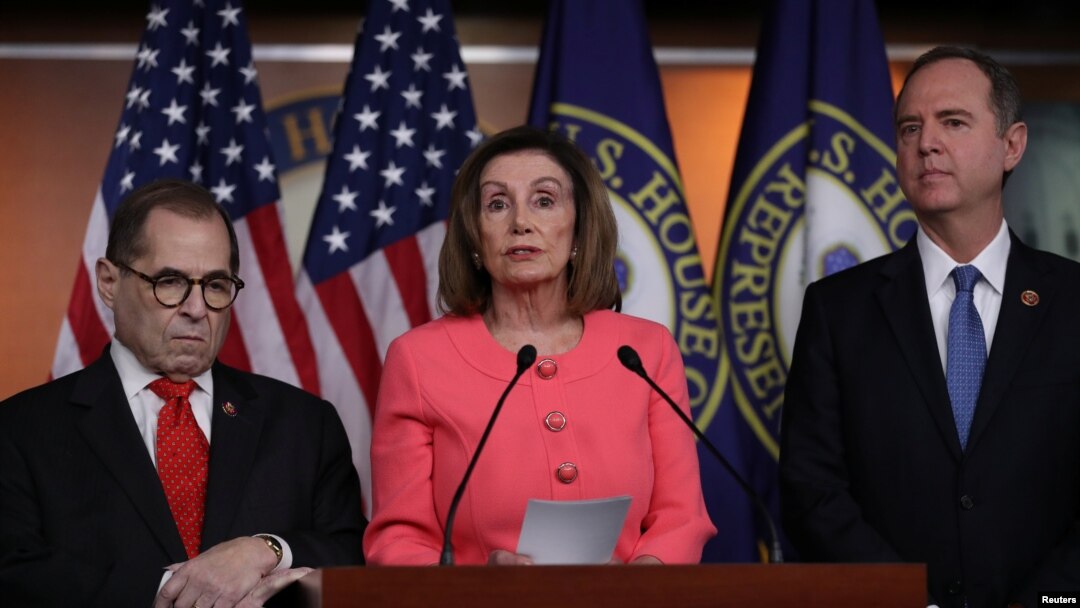 La presidenta de la Cámara de Representantes, Nancy Pelosi, reveló este 15 de enero de 2020 a los legisladores que actuarán como "gestores" en el jucio político al presidente Donald Trump en el Senado.