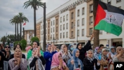 FILE—Moroccans take part in a pro-Palestinian demonstration and against normalisation with Israel, in Rabat, Morocco, May 17, 2024. 